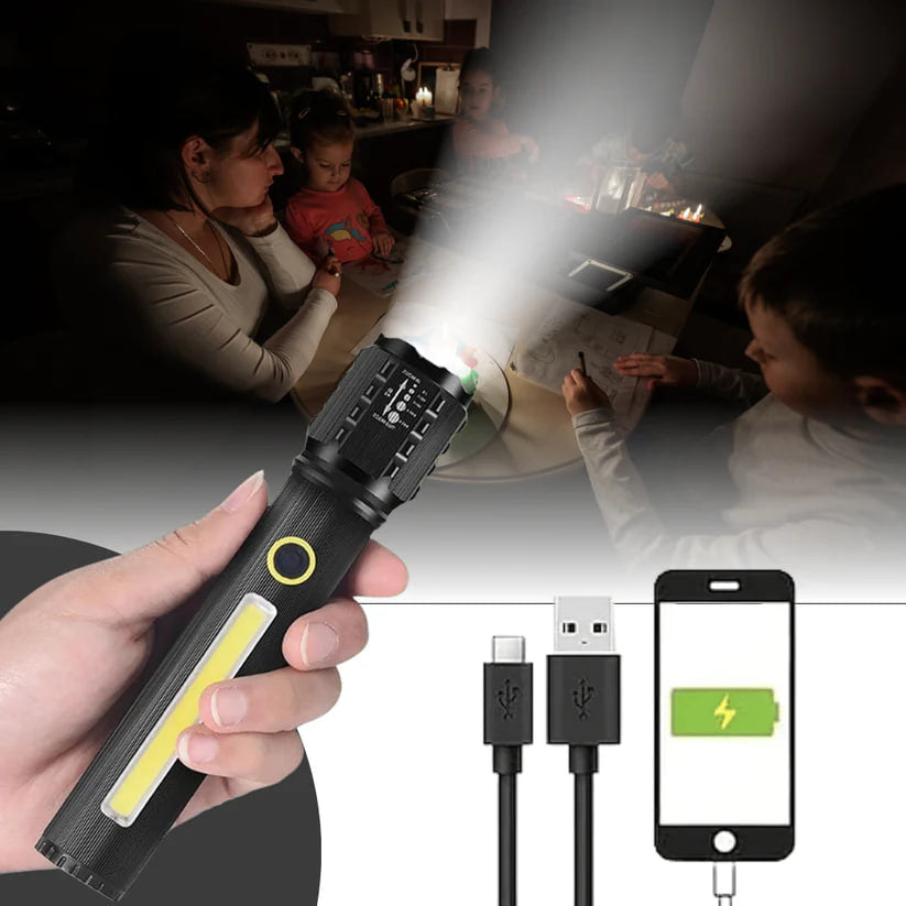 Set de Linterna táctica con Láser alemán + Caja + Batería adicional GRATIS – TitanLux™